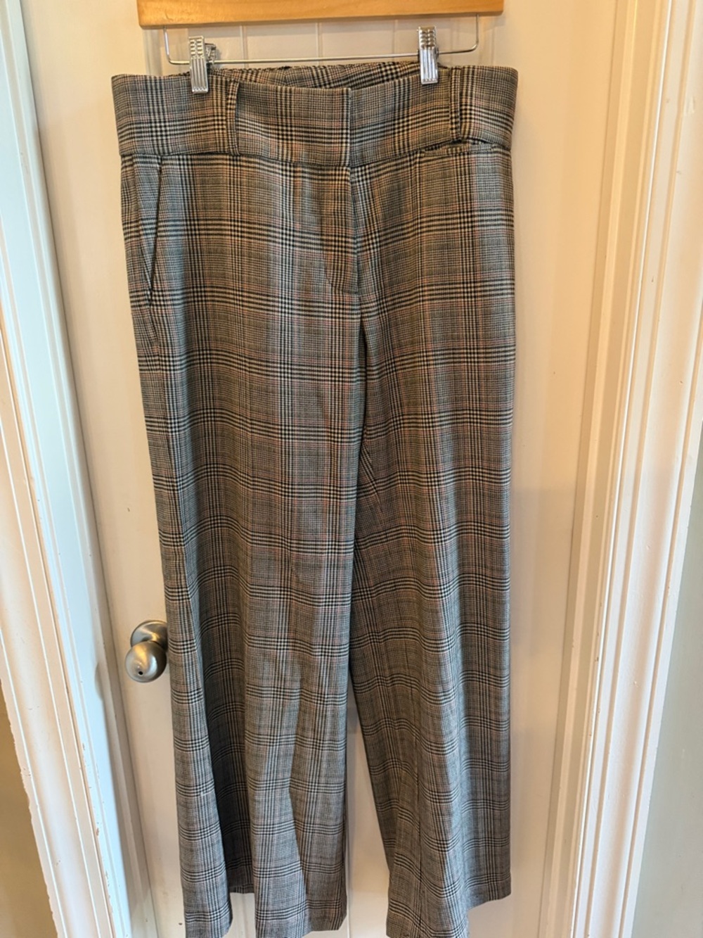 Frame wide leg plaid trousers